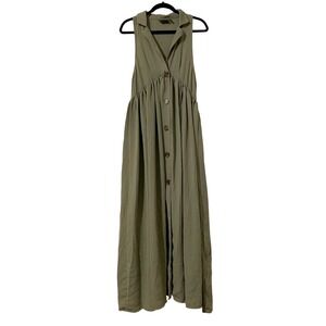 ASOS Empire‎ Waist A Line Button Green Maxi Dress 6 Boho Feminine Cottage Spring